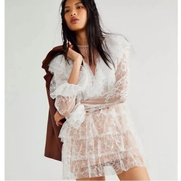 Free People BRONX & BANCO Rebecca Blanc Mini Dress - Picture 1 of 9